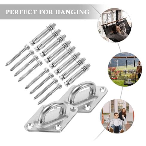 FOMIYES 2 Sets 304 Stainless Steel M8 Diamond Shaped Anchor Ceiling Hooks Metal Clip Eye Plate for Outdoor Hammock Swing Shade Sail Hardware in Kuwait