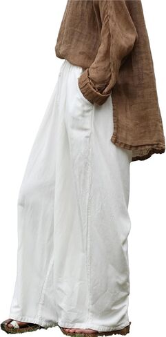 Linen Wide-Leg Pants Low Crotch Drawstring Trousers Relaxed Fit Meditation Pants for Women Spring Summer Fall in Kuwait