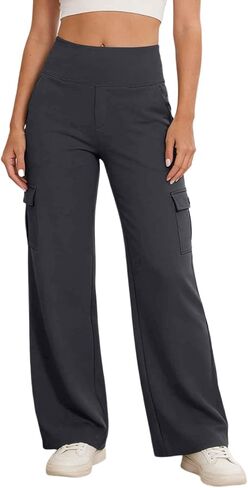 Cargo Yoga Pants for Women - with Pockets Stretchy Pull On Workout Lounge | Move comfortably through yoga, Pilates, shopping, travel, or everyday routines with yoga pants made for effortless daily wear in Kuwait