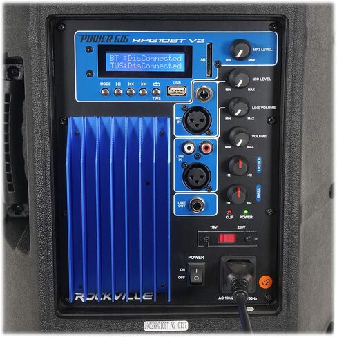 Rockville RPG10BT V2 10 بوصة 1200 واط ذروة / 300 واط RMS تعمل بتقنية البلوتوث DJ PA مكبرات صوت مع مشغل USB SD MP3، جهاز تحكم عن بعد لاسلكي، تحكم EQ، وصلة ستيريو لاسلكية حقيقية، قطعتان in Kuwait