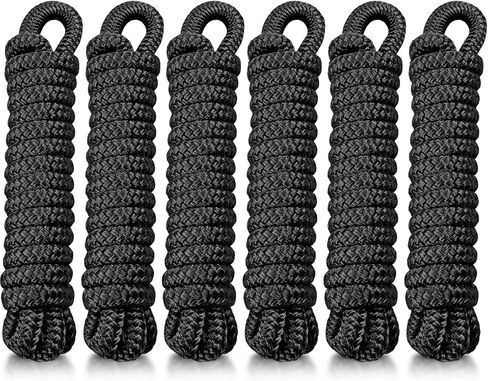 WILLBOND 6 Pcs 3/8 Inch x 6 ft Boat Fender Lines Marine Grade Double Braided Nylon Boat Ropes with Loop for Tying Fenders and Docking Small Boats Mooring Bumper Rope Boating Gifts for Men in Kuwait