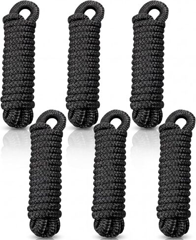 WILLBOND 6 Pcs 3/8 Inch x 6 ft Boat Fender Lines Marine Grade Double Braided Nylon Boat Ropes with Loop for Tying Fenders and Docking Small Boats Mooring Bumper Rope Boating Gifts for Men in Kuwait