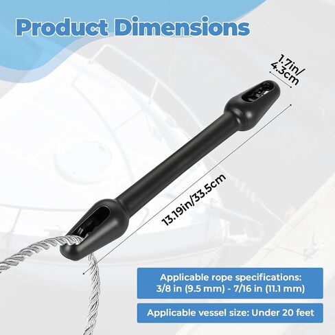 2 Pcs Heavy-Duty Boat Mooring Snubber Dock Line for 3/8 in – 7/16 in (10-12mm), 13 3/16 inches Length, Reduces Stress On Dock Lines and Bollards in Kuwait
