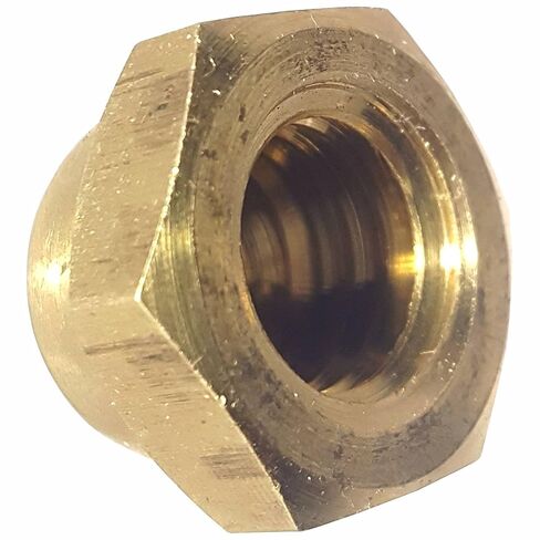 5/16-18 Hex Cap Nuts, Solid Brass, Grade 360, Commercial, Plain Finish, Quantity 10 By Fastenere in Kuwait
