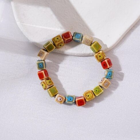 ZZQPSD Boho Hippie Jewelry for Women - Colorful Crystal Stretch Bracelets, Vintage Bohemian Colorful Bracelets in Saudi Arabia