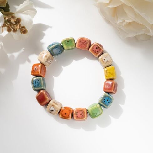 ZZQPSD Boho Hippie Jewelry for Women - Colorful Crystal Stretch Bracelets, Vintage Bohemian Colorful Bracelets in Saudi Arabia