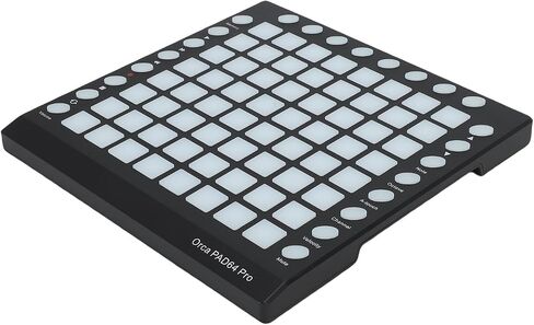 لوحة تحكم Alomejor MIDI، 64 لوحة بإضاءة خلفية RGB مع 8 أزرار تحكم قابلة للتخصيص، مكتبة صوت 128 ميجا بايت لإنتاج الموسيقى، متوافقة مع نظام التشغيل in Kuwait