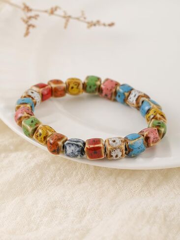 ZZQPSD Boho Hippie Jewelry for Women - Colorful Crystal Stretch Bracelets, Vintage Bohemian Colorful Bracelets in Saudi Arabia
