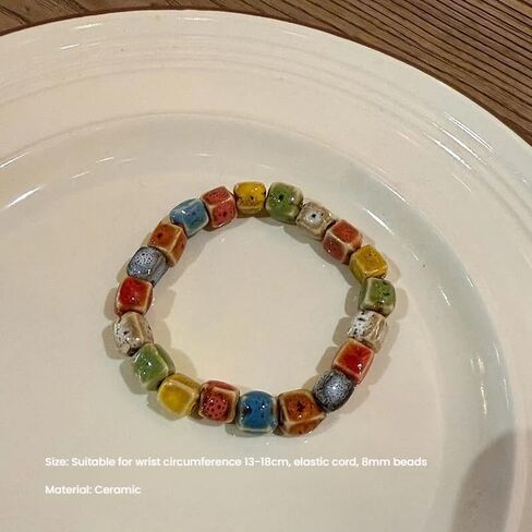 ZZQPSD Boho Hippie Jewelry for Women - Colorful Crystal Stretch Bracelets, Vintage Bohemian Colorful Bracelets in Saudi Arabia