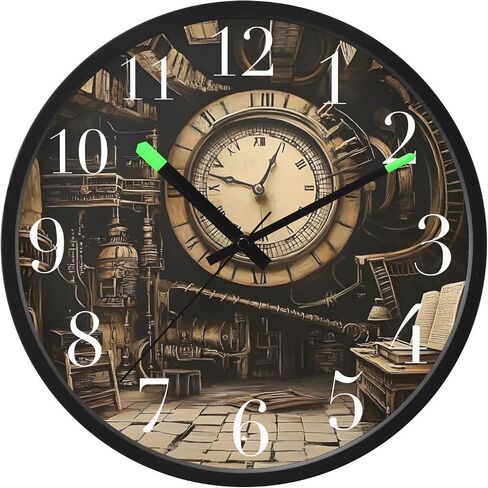 ساعة حائط متوهجة تعمل بالصوت - ساعة مكتبة قديمة - 12 بوصة، تعمل بالبطارية، ساعة تحكم صامتة غير موقوتة LED للتحكم في الصوت لغرفة المعيشة والمطبخ والمنزل والمكتب والحمام، لا تتضمن بطارية in Kuwait