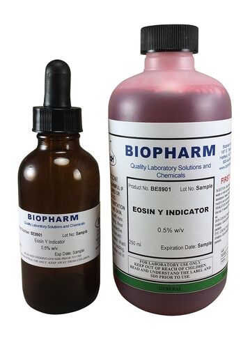 مؤشر Biopharm Eosin Y 0.5% w/v محلول مائي، 250 مل (8.4 أونصة سائلة)، مع غطاء توزيع وزجاجة قطارة فارغة سعة 2 أونصة سائلة in Kuwait