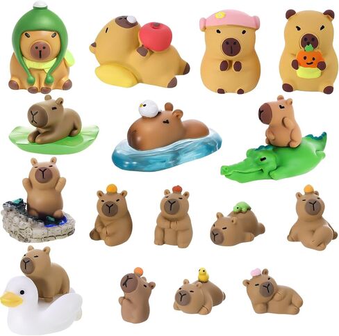 16 PCS MINI Resin Capybara Tiny Capybara Miniature Topurines for DIY Cake Decoration Hrafts Moss Landscape in Kuwait