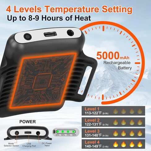 Heated Insoles with 5000mAh Battery, Foot Warmers Rechargeable with 4 Heating Levels, Full Foot Heating, Cut-to-Fit, Electric Heated Insoles for Men and Women in Saudi Arabia