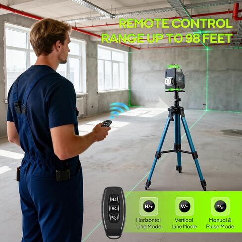 مستوى ليزر مع حامل ثلاثي لبطارية ماكيتا 18 فولت (غير متضمنة)، تسوية ذاتية 4 × 360 درجة، أداة قياس مستوى ليزر 4D باللون الأخضر 16 خطًا للبناء، وتجديد المنزل، وتعليق الصور in Kuwait