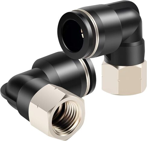 TAILONZ PNEUMATIC Female Elbow 1/4 Inch Tube OD x 1/4 Inch NPT Thread 90 Push to Connect Fittings PLF-1/4-N2 (Pack of 2) in Kuwait