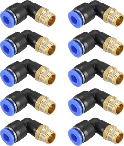 PL6-01 Push to Connect Fitting, 90 Degree Male Elbow, 6mm Tube OD x G1/8" Thread, Pneumatic Air Push Fit Lock Fitting (Pack of 10) in Saudi Arabia