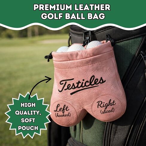 Funny Golf Ball Pouch – Novelty Golf Gift for Men, Holds Up to 12 Golf Balls, Clip-On Leather Golf Ball Holder with Carabiner for Golf Bag, Humorous Golf Accessory for Golfers in Saudi Arabia