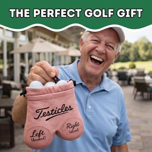 Funny Golf Ball Pouch – Novelty Golf Gift for Men, Holds Up to 12 Golf Balls, Clip-On Leather Golf Ball Holder with Carabiner for Golf Bag, Humorous Golf Accessory for Golfers in Saudi Arabia