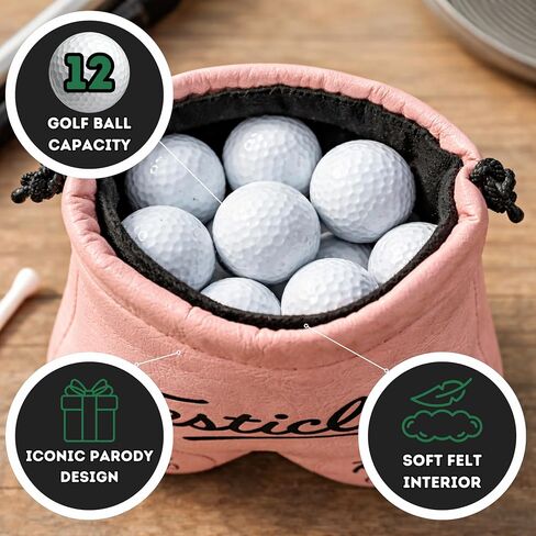 Funny Golf Ball Pouch – Novelty Golf Gift for Men, Holds Up to 12 Golf Balls, Clip-On Leather Golf Ball Holder with Carabiner for Golf Bag, Humorous Golf Accessory for Golfers in Saudi Arabia