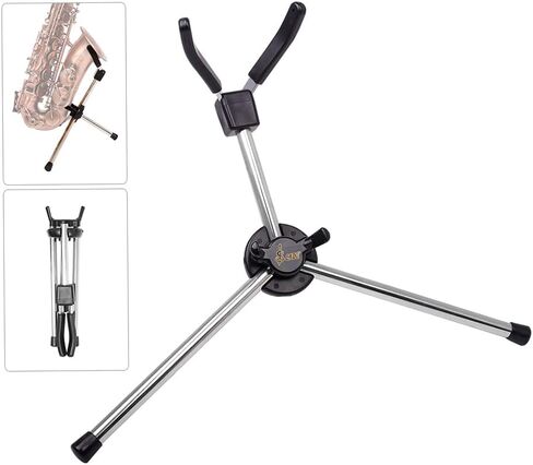 Karlak Portable Aluminum Alloy Saxophone Stand Durable Foldable Tripod for Alto Sax with Carry Bag for Studio Exhibition in Kuwait