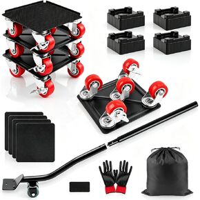 Furniture Dolly Set – Premium 5-Wheel Furniture Mover with Silent Rubber Casters & 1650 LBS Max Load, Heavy-Duty Furniture Mover with Lifter Tool for Moving Furniture in Saudi Arabia