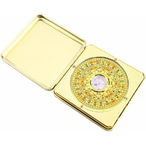 Golden Square Shape Alloy Flip Feng Shui Compass Portable Three Combined Plate Luo Jing Instrument Residential Geomancy Study Home Decoration Craft Ornament in Kuwait