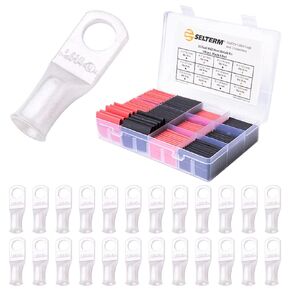 SELTERM 25pcs 6 AWG 1/4" Stud Tinned Copper Lugs & Large Size 108 Pcs 3:1 Dual Wall Adhesive Line Heat Shrink Tubing Kit 1, 3/4, 1/2, 5/8 Inch Assortment Kit in Saudi Arabia