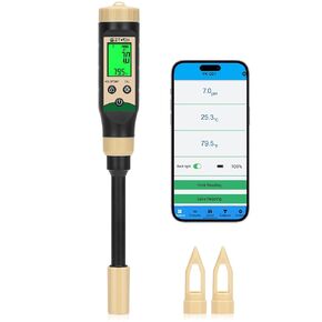 Soil pH Meter for Food, Bluetooth Water pH Tester for Soil & Hydroponic, Digital pH Temp Meter for Blueberry Jam with ATC for Canning, Dough, Garden Lawn, Indoor Outdoor Plants, Raised Garden Beds in Saudi Arabia