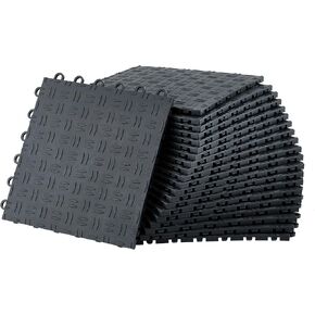 100 Pack 12"X12" Interlocking Garage Floor Tiles,Double-Sided Non-Slip Flooring, Heavy Duty PVC Garage Flooring Tiles Covering for Basement, Workshop & Repair Shop,Black in Kuwait