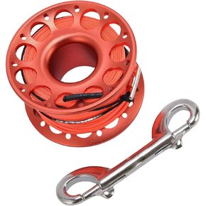Scuba Diving Reel, 30m Aviation Aluminum Finger Spool with Dual Hook Design and Float Line Release, for Underwater Diving Snorkeling Spearfishing (Orange) in Saudi Arabia
