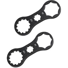 2 PCS Bicycle Fork Cap Wrenches, High-Strength Aluminum Alloy Bike Suspension Cap Spanner Tool for Removal and Installation, Universal for Most Bikes (Black) in Kuwait