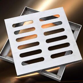 304 Stainless Steel Square Drain Cover - Outdoor Floor Drain Grate Protector for Garden, Patio, Kitchen, 20x20x2cm (7.87x7.87x0.79in) - Durable Drainage Solution in Kuwait