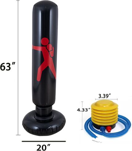 Inflatable Punching Bag, 63“ Boxing Bag with Pump Heavy Duty Stress Relief Ball Above Adults for Karate, Taekwondo, Active Play, Fitness Training No-Tip Base in Kuwait