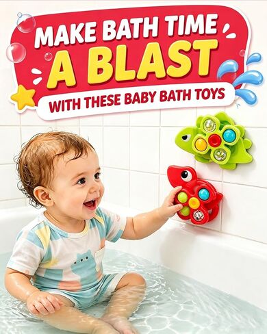 3PCS Dinosaur Suction Cup Toys for 1 Year Old Boys Girls | Sensory Baby Bath Toys for Toddlers 1-3 | Infant Travel & Window Toys | Birthday in Saudi Arabia
