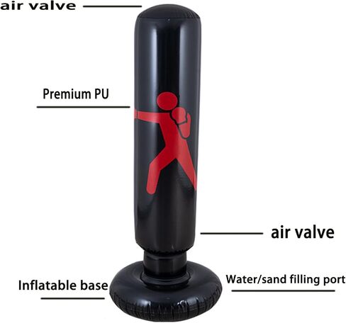 Inflatable Punching Bag, 63“ Boxing Bag with Pump Heavy Duty Stress Relief Ball Above Adults for Karate, Taekwondo, Active Play, Fitness Training No-Tip Base in Kuwait