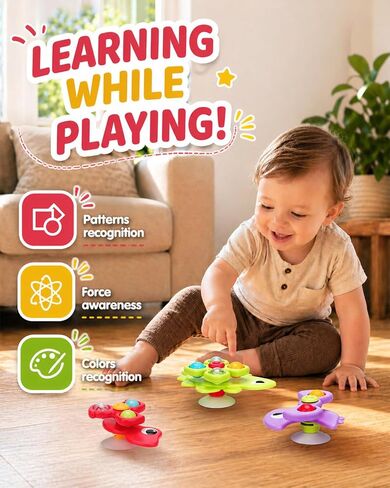 3PCS Dinosaur Suction Cup Toys for 1 Year Old Boys Girls | Sensory Baby Bath Toys for Toddlers 1-3 | Infant Travel & Window Toys | Birthday in Saudi Arabia