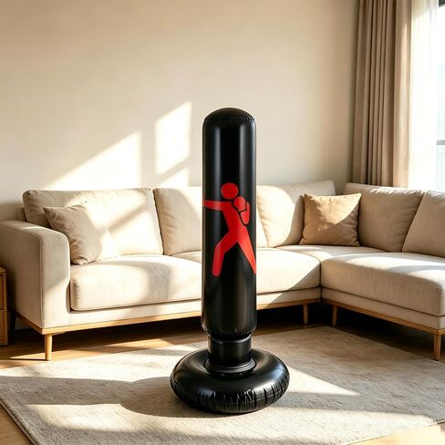 Inflatable Punching Bag, 63“ Boxing Bag with Pump Heavy Duty Stress Relief Ball Above Adults for Karate, Taekwondo, Active Play, Fitness Training No-Tip Base in Kuwait