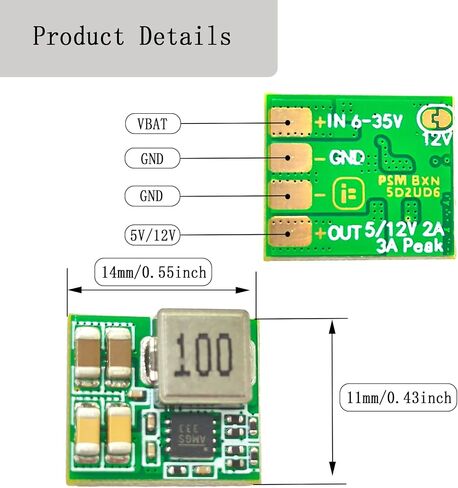 2PCS 2-8S BEC Voltage Regulator Module, 5V/2A 12V/3A Mirco BEC Output Power Supply Module Board for RC FPV Racing in Kuwait