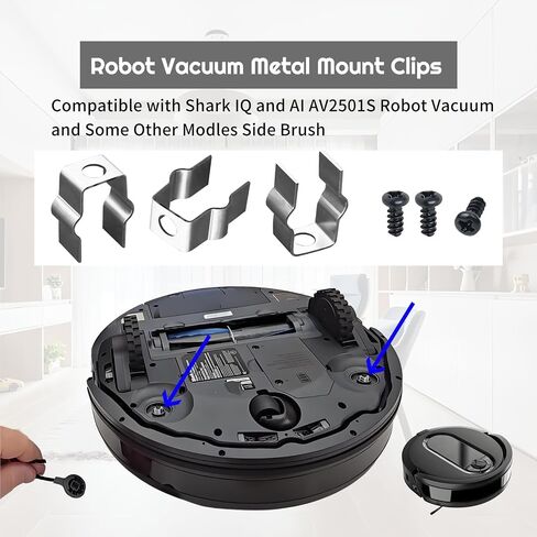 4 Pcs Metal Mount Clips, Compatible with Shark IQ & AI AV2501S Robot Vacuum cleaner and Some Other Models Side Brush, Retaining fastener for Robot Vacuum cleaner Side Brush, Not Compatible ION Series in Kuwait