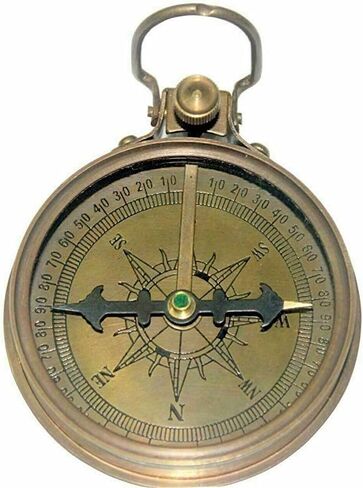 Nautical Round Compass Brass Vintage Antique Pocket Style Gift Solid Maritime Compass, Camping Travelling Equipment Marine Working in Kuwait