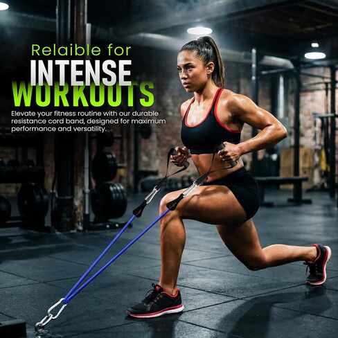 Utopia Fitness Resistance Bands with Handles, Resistance Fitness Bands Set, 5 Workout Bands (10–50 lbs), Exercise Bands with Handles, Home Gym Equipment with 1 Door Anchor, 2 Ankle Straps & Carry Bag in Kuwait