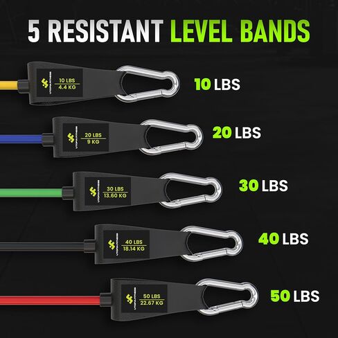 Utopia Fitness Resistance Bands with Handles, Resistance Fitness Bands Set, 5 Workout Bands (10–50 lbs), Exercise Bands with Handles, Home Gym Equipment with 1 Door Anchor, 2 Ankle Straps & Carry Bag in Kuwait