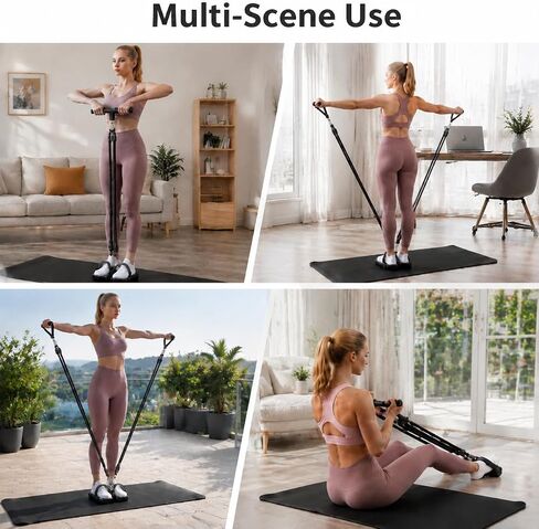 100LB Pedal Resistance Band with Handle, Portable Adjustable Tension Rope, Heavy Duty 4-Tube Full Body Exercise Equipment Set for Home Workout in Kuwait