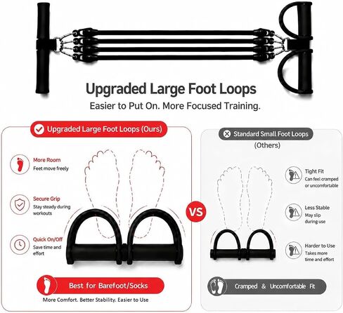 100LB Pedal Resistance Band with Handle, Portable Adjustable Tension Rope, Heavy Duty 4-Tube Full Body Exercise Equipment Set for Home Workout in Kuwait