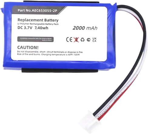 2000mAh AEC653055-2P Battery Replacement Compatible with JBL Flip 2 (2013) Portable Bluetooth Speaker with Installation Tools – 3 Pin Connector. in Kuwait