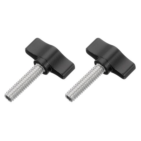 uxcell 2 Pcs 1/4" - 27 Thumb Screw, 304 Stainless Steel Threaded Knurled Thumbscrew Adjustable Tee Wing Screw Grip Knobs Clamping Screws for Kinds of Stand and Machine, Black in Kuwait
