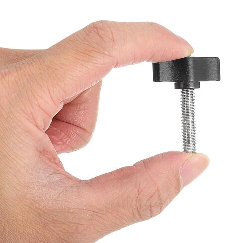 uxcell 2 Pcs 1/4" - 27 Thumb Screw, 304 Stainless Steel Threaded Knurled Thumbscrew Adjustable Tee Wing Screw Grip Knobs Clamping Screws for Kinds of Stand and Machine, Black in Kuwait