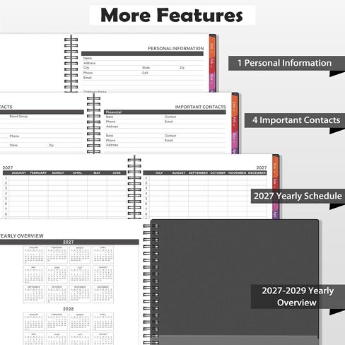 2026-2027 Monthly Planner - Monthly Planner, Jan 2026 - Dec 2027, 9" x 11", 24 Months Calendar 2026-2027, Tabs, Back Pocket, Suitable for School & Work in Saudi Arabia
