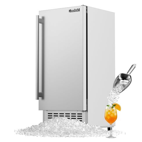 آلة صنع الثلج من Coolski Undercounter Nugget، جاهزة في 6 دقائق، آلة صنع الثلج التجارية في الهواء الطلق للحفلات المنزلية RV، التنظيف الذاتي والمؤقت، 130 رطل/يوم in Kuwait