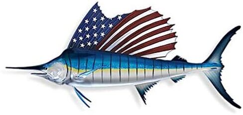 Marlin Sailfish USA fin Flag Sticker Fishing Decal Vinyl Die Cut Custom Printed Cooler Cup Car Window Bumper Graphic in Kuwait